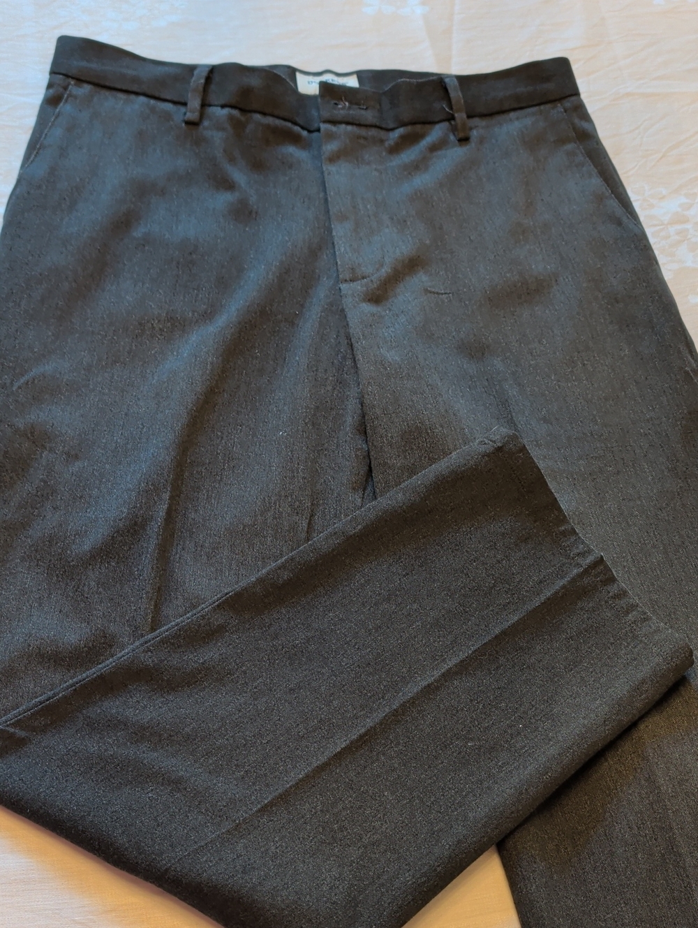 Dockers Men's Charcoal Gray Flannel Cotton Dress Pants - Flat Front